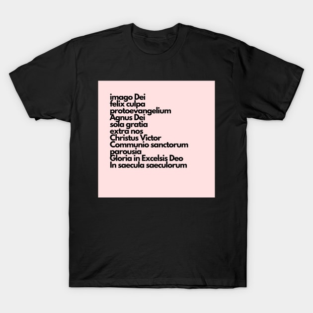 latin summary of the faith, pink T-Shirt by bfjbfj